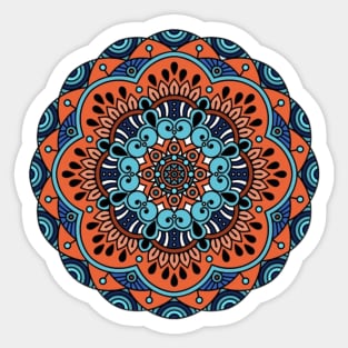 orange and blue mandala Sticker